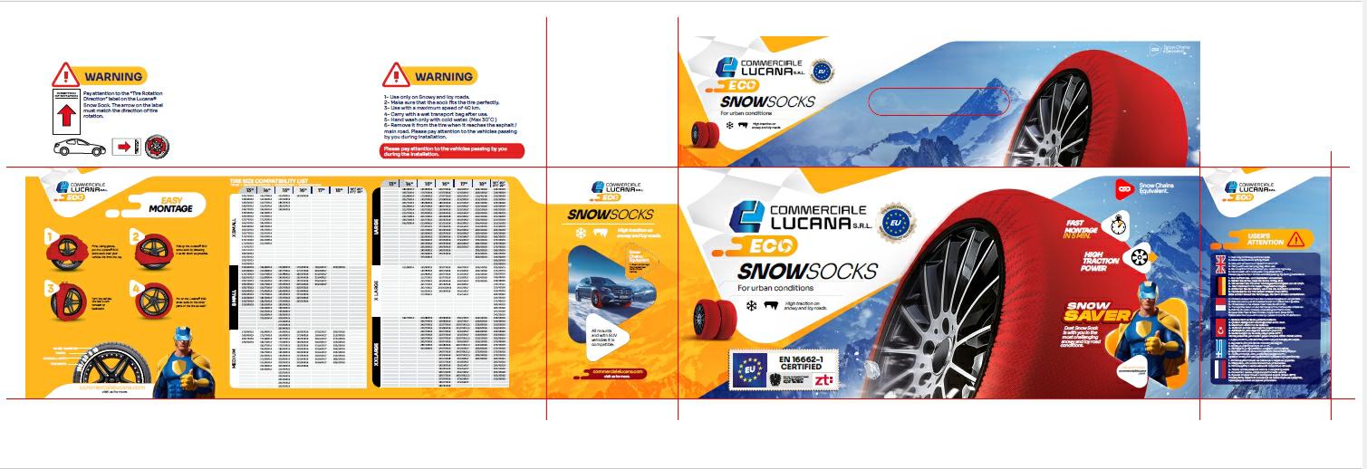 Articolo 29VY2 - CALZA DA NEVE ECO MISURA XXL (250X43 CM) DIAMETRO 74 CM
